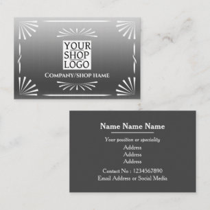 Carte De Visite Logo Art Déco Argent