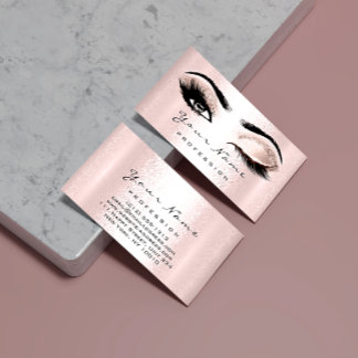 Carte De Visite Logo Artiste maquillage professionnel Rose rose