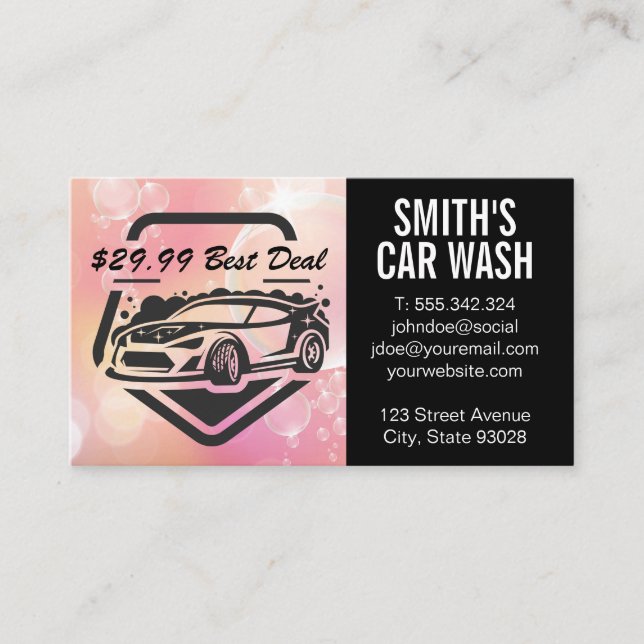 Carte De Visite Logo Auto Car Wash | Service de nettoyage (Devant)