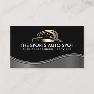 Carte De Visite Logo Auto Sports Gold   Vague métallique