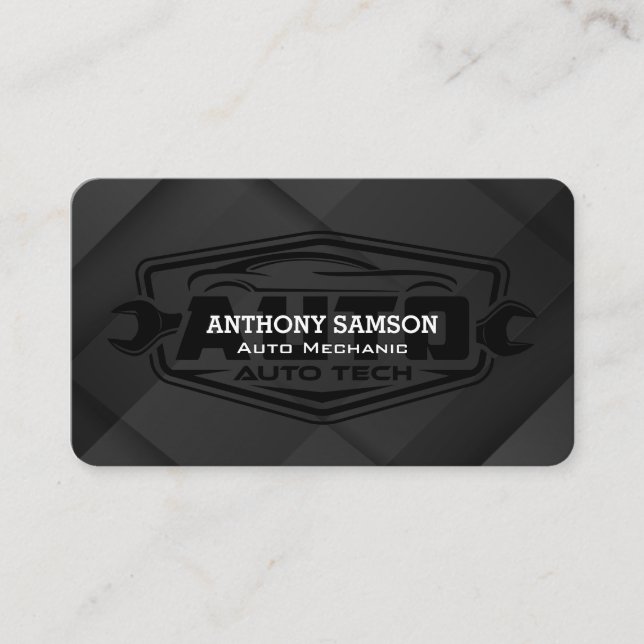 Carte De Visite Logo Auto Tech | Noir Élégant (Devant)