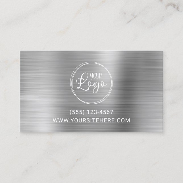 Carte De Visite Logo avec URL du site Web Silver Foil (Devant)