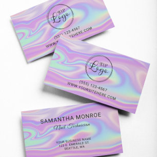 Carte De Visite Logo avec URL du site Web Violet Menthe Iridescent