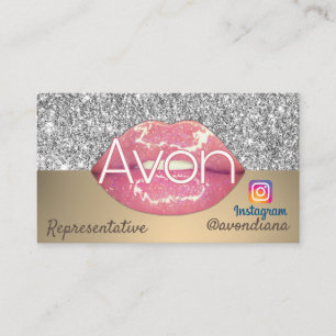 Carte De Visite Logo Avon Instagram or and silver