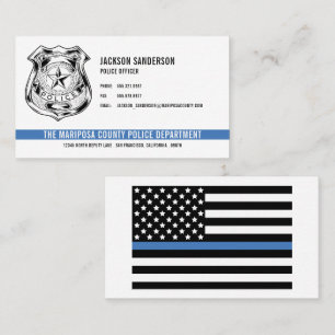 Carte De Visite Logo Badge Blue Line Officier du Département de Po