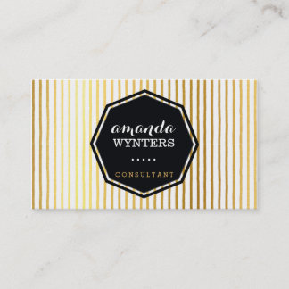 Carte De Visite LOGO bande diagonale motif feuille d'or géo octago