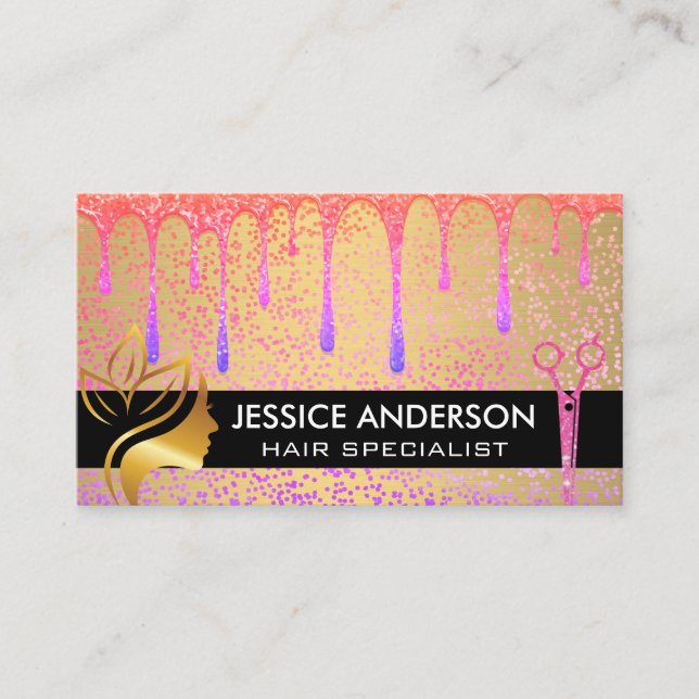 Carte De Visite Logo Beauté | Ciseaux de salon et produit (Devant)