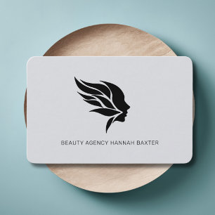 Carte De Visite Logo Beauté Femme, Moderne, Salon, Gris