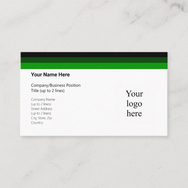 Carte De Visite Logo Black and Deep Greens Standard (Devant)