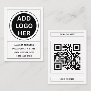 Carte De Visite Logo Black Personnalisé Moderne & Code QR Entrepri