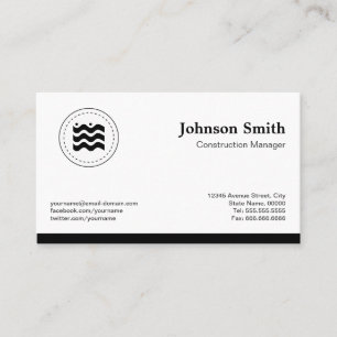 Carte De Visite Logo Black White Changeable du chef de constructio