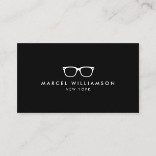 Carte De Visite Logo blanc classique et simple de lunettes sur le