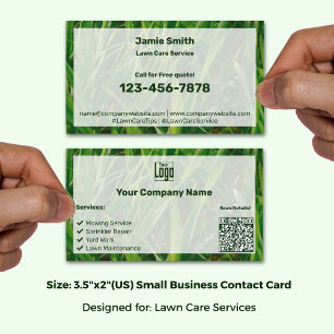 Carte De Visite Logo blanc vert en herbe sur mesure QR