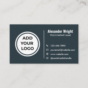 Carte de visite Logo Bleu Ardoise Moderne 
