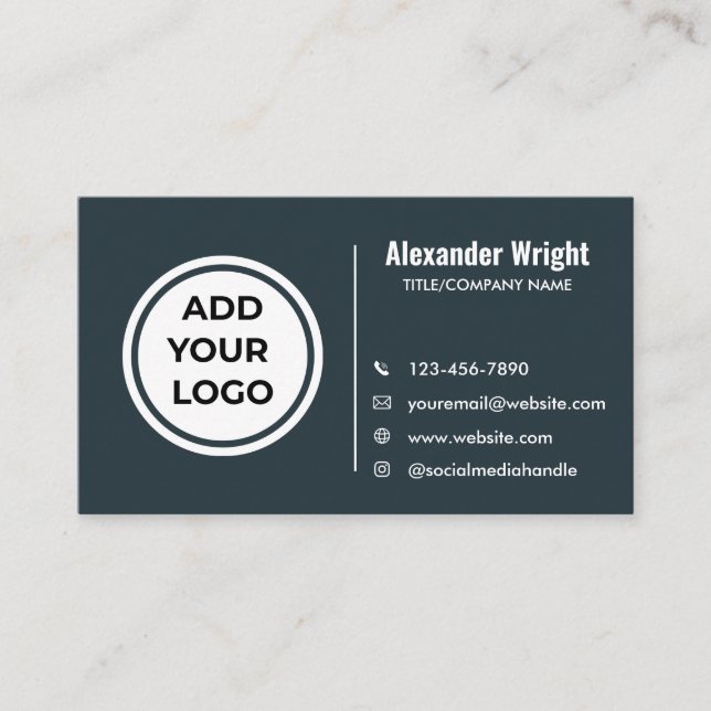 Carte de visite Logo Bleu Ardoise Moderne  (Devant)
