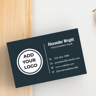 Carte de visite Logo Bleu Ardoise Moderne