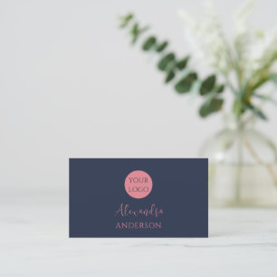 Carte De Visite Logo bleu minimaliste de la Marine Feminine