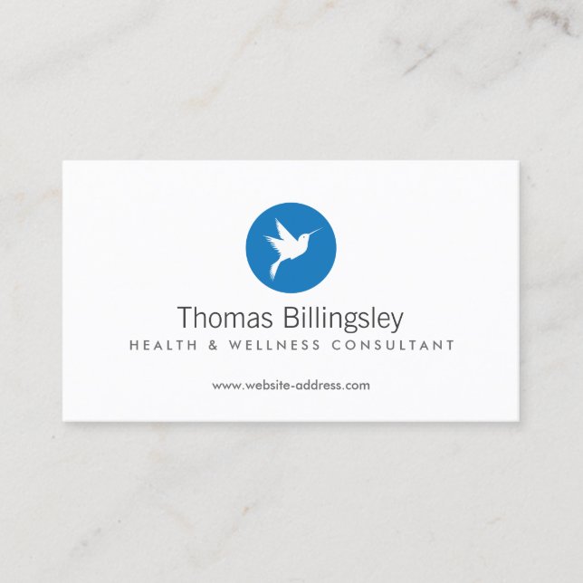 Carte De Visite Logo Blue Hummingbird Soins de santé, Naturopath (Devant)