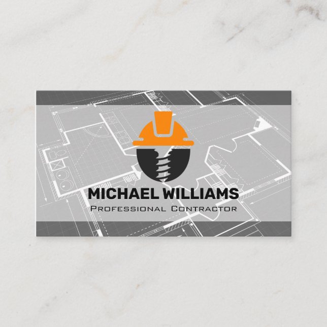 Carte De Visite Logo Blueprint | Construction (Devant)
