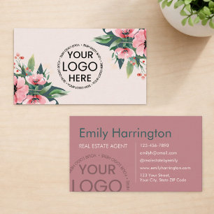 Carte De Visite Logo Blush Bloom Rose Agent Immobilier