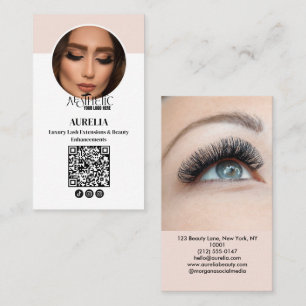 Carte De Visite Logo Blush Rose Code Qr Modern Lashes