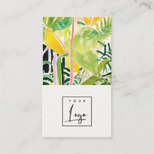 Carte De Visite Logo botanique de feuillage tropical vert bohème