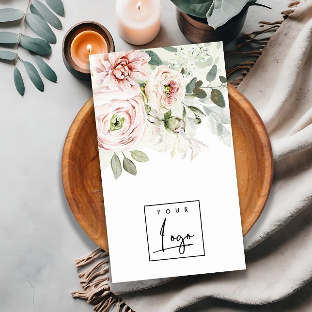 Carte De Visite Logo botanique floral souple rose poitrine feuillu (Créateur téléchargé)