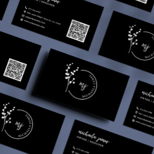Carte De Visite Logo botanique moderne élégant code QR script