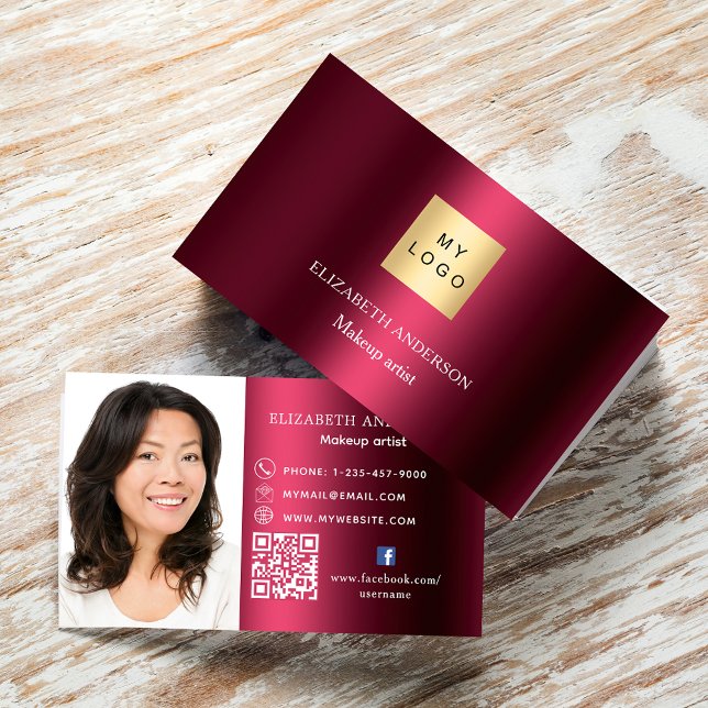 Carte De Visite Logo bourguignon photo code Qr médias sociaux (Créateur téléchargé)