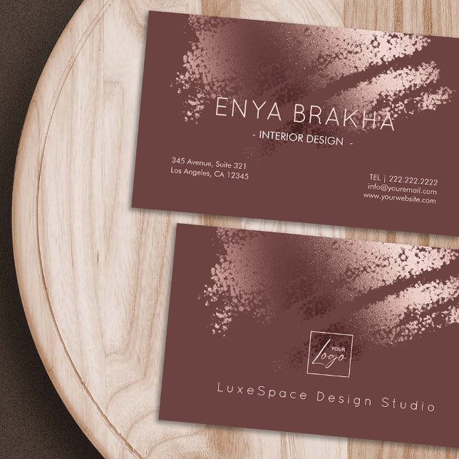 Carte de visite logo bronze élégant moderne (Modern Stylish Bronze Logo Business Card)