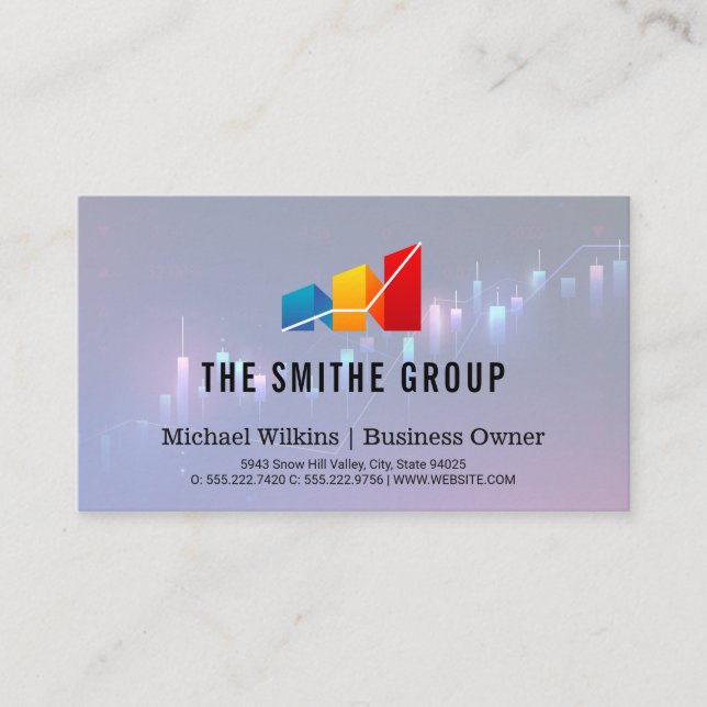 Carte De Visite Logo Business Growth | Financiers (Devant)