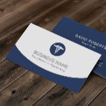 Carte De Visite Logo Caduceus Médicale Professionnel Marine Bleu<br><div class="desc">Logo de Caduceus Médicale Cartes de visite bleus de la Marine moderne.</div>
