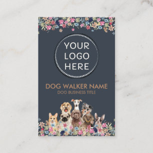 Carte De Visite Logo cercle photo floral mignon chiens