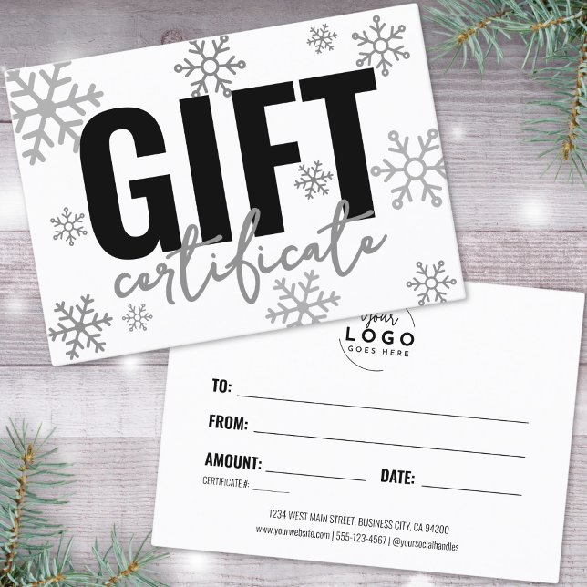 Carte De Visite Logo Certificat-cadeau d'hiver pour les entreprise (Logo Winter Holiday Business Gift Certificate)