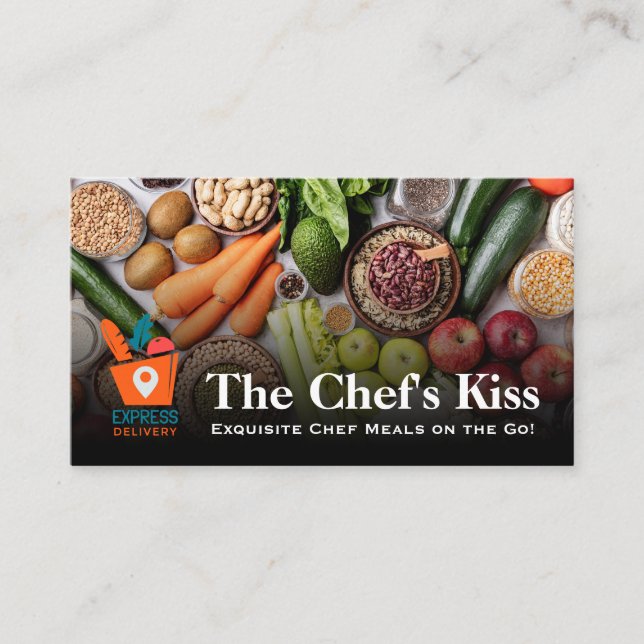 Carte De Visite Logo Chef | Logo Épicerie | Service de Livraison (Devant)