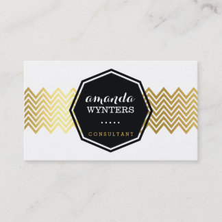Carte De Visite LOGO chevron moderne motif feuille d'or octagon
