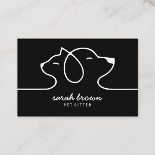 Carte De Visite Logo Chien Chat Ligne Noir Blanc
