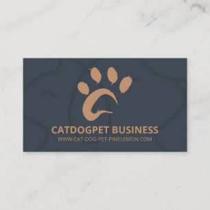 Carte De Visite Logo Chien Chat Patte Animalerie Code Qr Brun Bleu