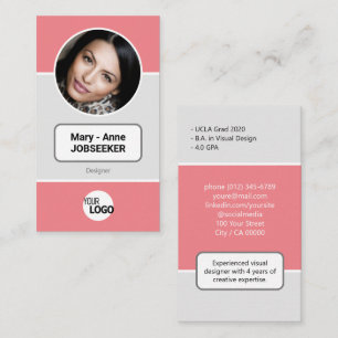 Carte De Visite Logo Circle Frame Classic Job Seeker Classy Rose