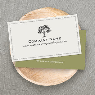 Carte De Visite Logo classique d'arbre noir et blanc