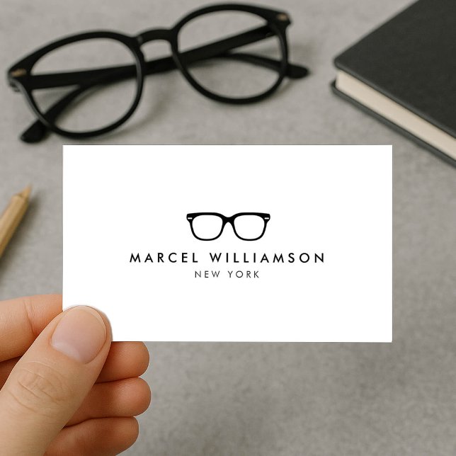 Carte De Visite Logo classique et simple lunettes noires sur blanc (Créateur téléchargé)