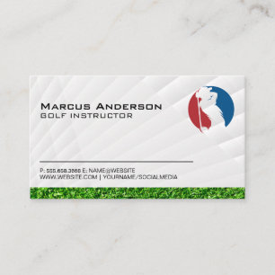 Carte De Visite Logo classique Golfer Swing   Herbe
