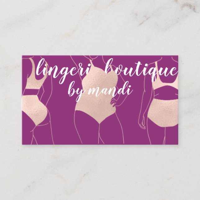 Carte De Visite Logo Code QR Bikini Sous-vêtements Berry Rose (Devant)