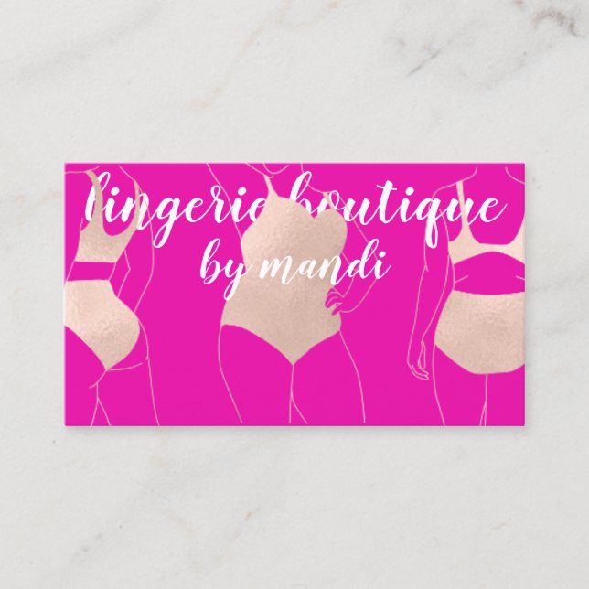 Carte De Visite Logo Code QR Bikini Sous-vêtements Rose rose (Devant)