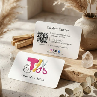 Carte De Visite Logo Code QR de Peigne de Salon de Coiffure Coloré