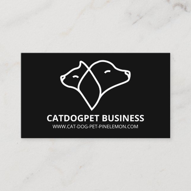 Carte De Visite Logo Code Qr Noir Chien Chat Animal (Devant)