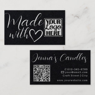 Carte De Visite Logo Code QR Papier Kraft simple fait avec amour