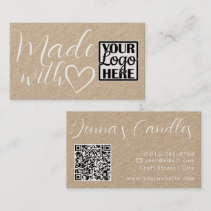 Carte De Visite Logo Code QR Papier Kraft simple fait avec amour