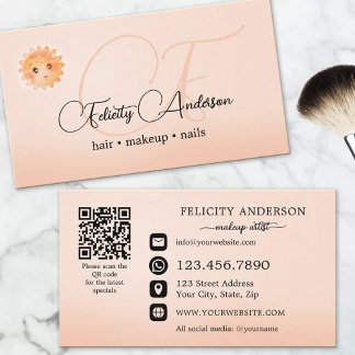 Carte de visite Logo Code QR Peach Beauté