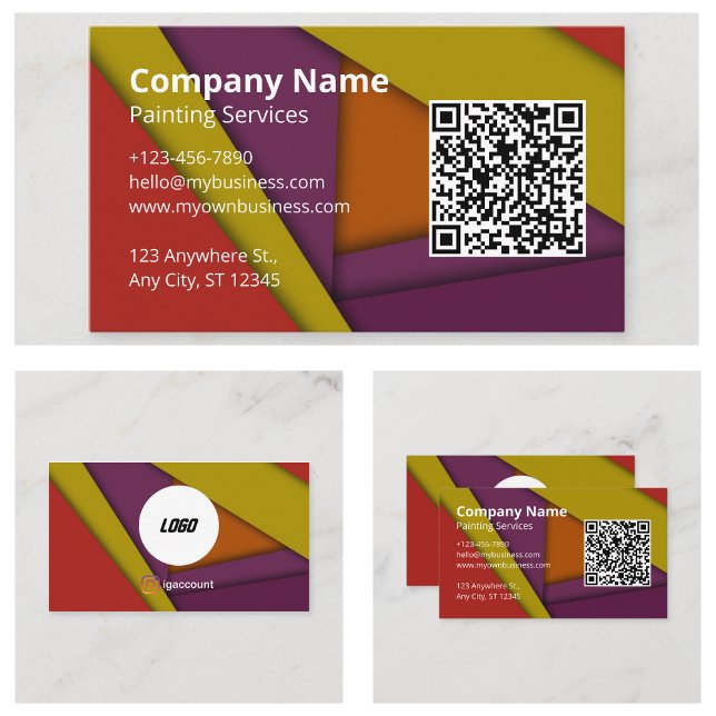 Carte De Visite Logo Code QR Peintre Couleurs Fraîches (Cool Colorful Painter QR Code Logo Business Card
)